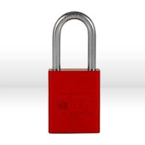 Master Lock Padlock, Keyed alike, 5 pin cylinder, Size: 1-1/2", Aluminum, Red