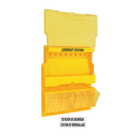 Lockout Station, Wall Mounted, Polycarbonate, Lockable Cover