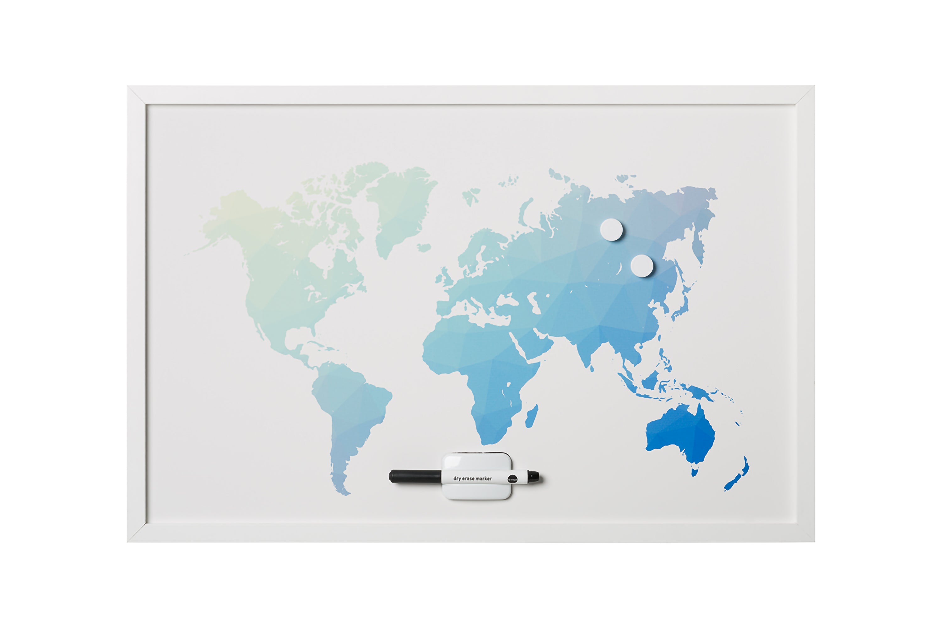 MasterVision Magnetic Dry Erase World Map Board 35x24" White Frame