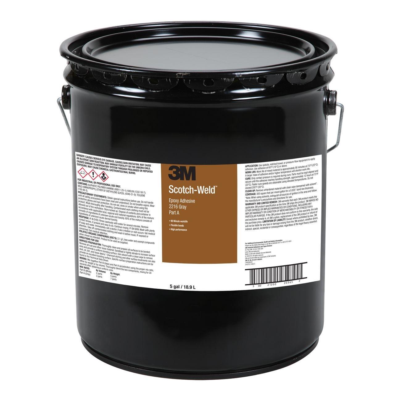 3M(TM) Scotch-Weld(TM) Epoxy Adhesive 2216 Gray Part A, 5 Gallon, 1 per case  3M Stock#:  7000046361