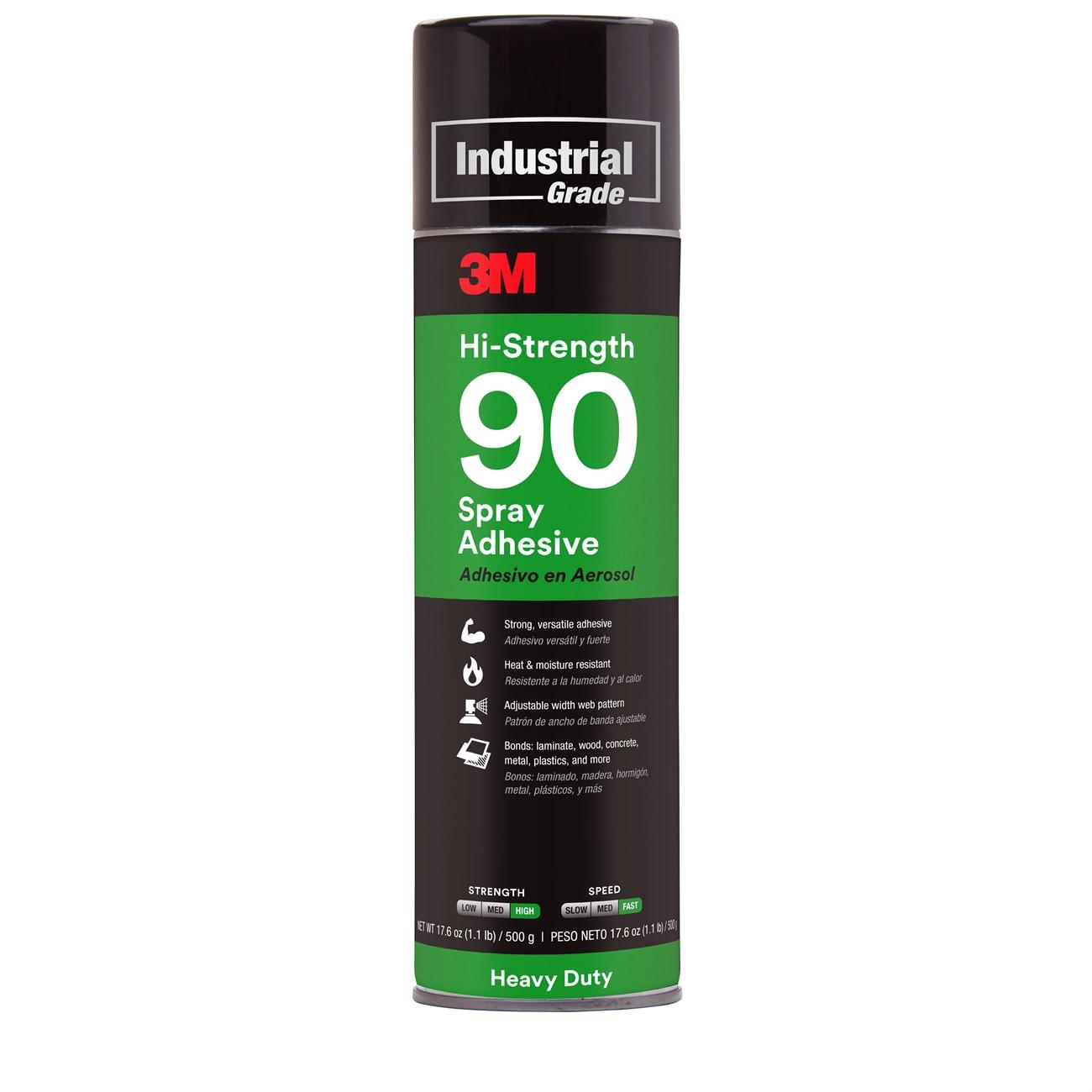 Spray Adhesive, 3M Hi-Strength 90 Spray Adhesive Clear, 24 fl oz Aerosol, 12 cans per case