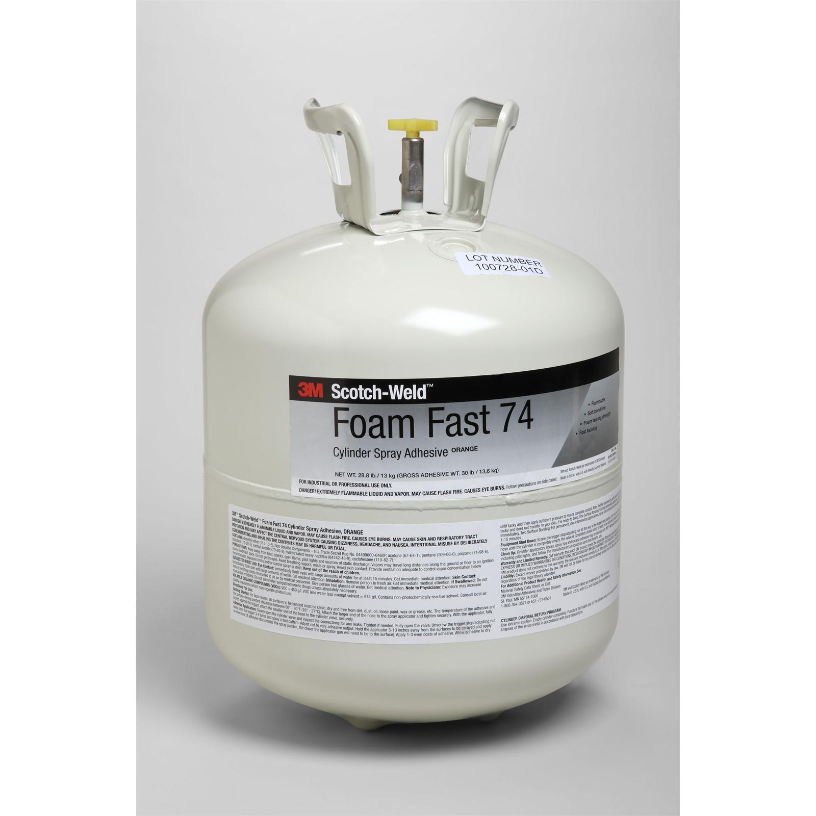 3M(TM) Scotch-Weld(TM) Foam Fast 74 Cylinder Spray Adhesive Orange, Large Cylinder (Net Weight 28.8 Pound), 1 per case - NOT FOR CONSUMER/RETAIL SALE OR USE