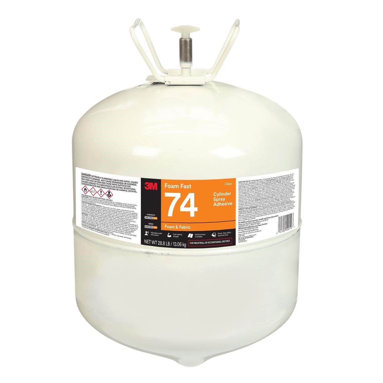 3M(TM) Scotch-Weld(TM) Foam Fast 74 Cylinder Spray Adhesive Clear (Original Formula), Large Cylinder (Net Weight 28.8 Pound), 1 per case - NOT FOR CONSUMER/RETAIL SALE OR USE