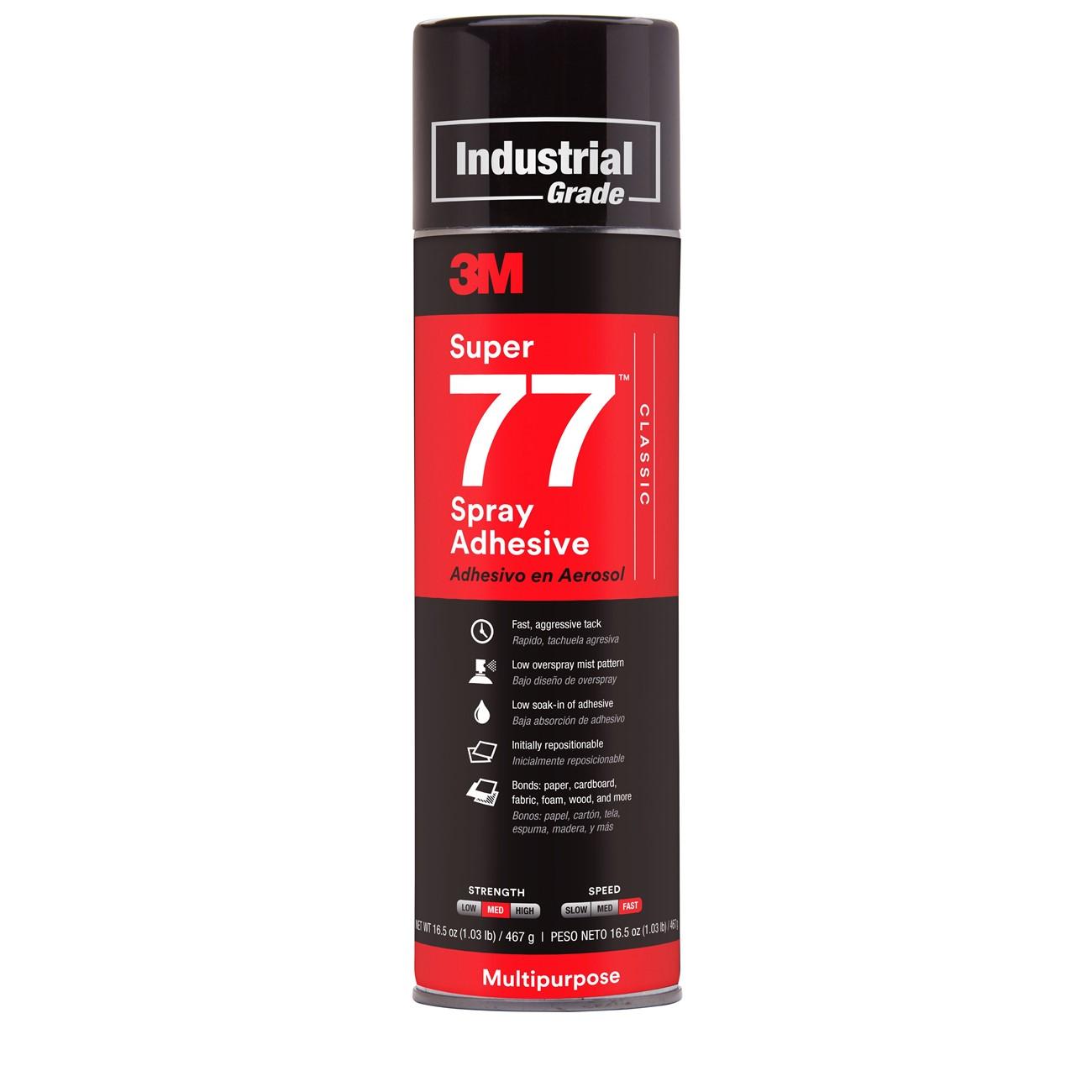 3M Super 77 Classic Spray Adhesive Original Formula, 24 fl oz (Net Wt 16.5 oz), 12 per case