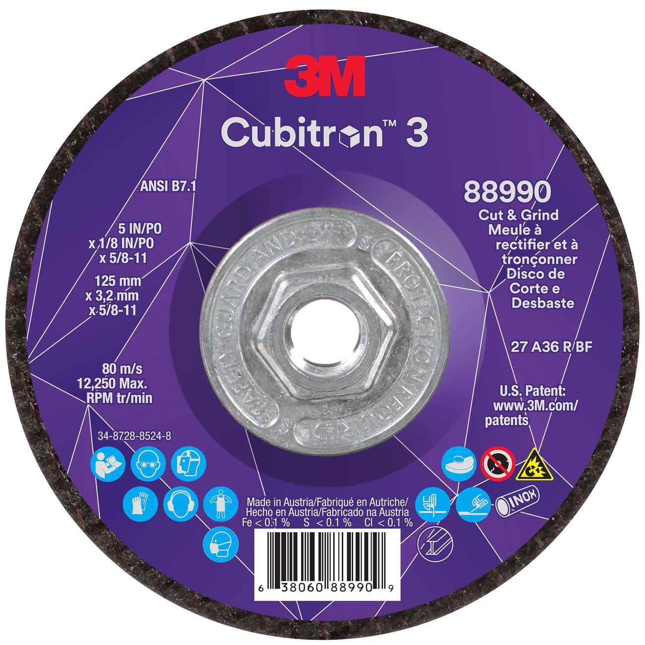 Cut and Grind Wheel, Cubitron 3, 5 Inch Dia, 10 EA/CS