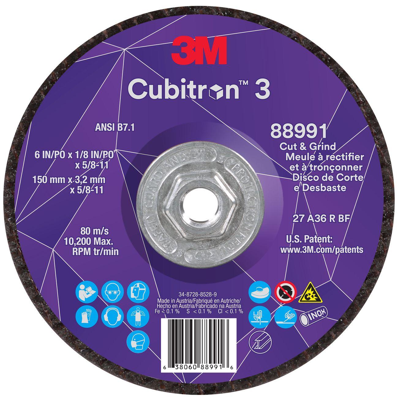 Cut and Grind Wheel, Cubitron 3, 6 Inch Dia, 10 EA/CS