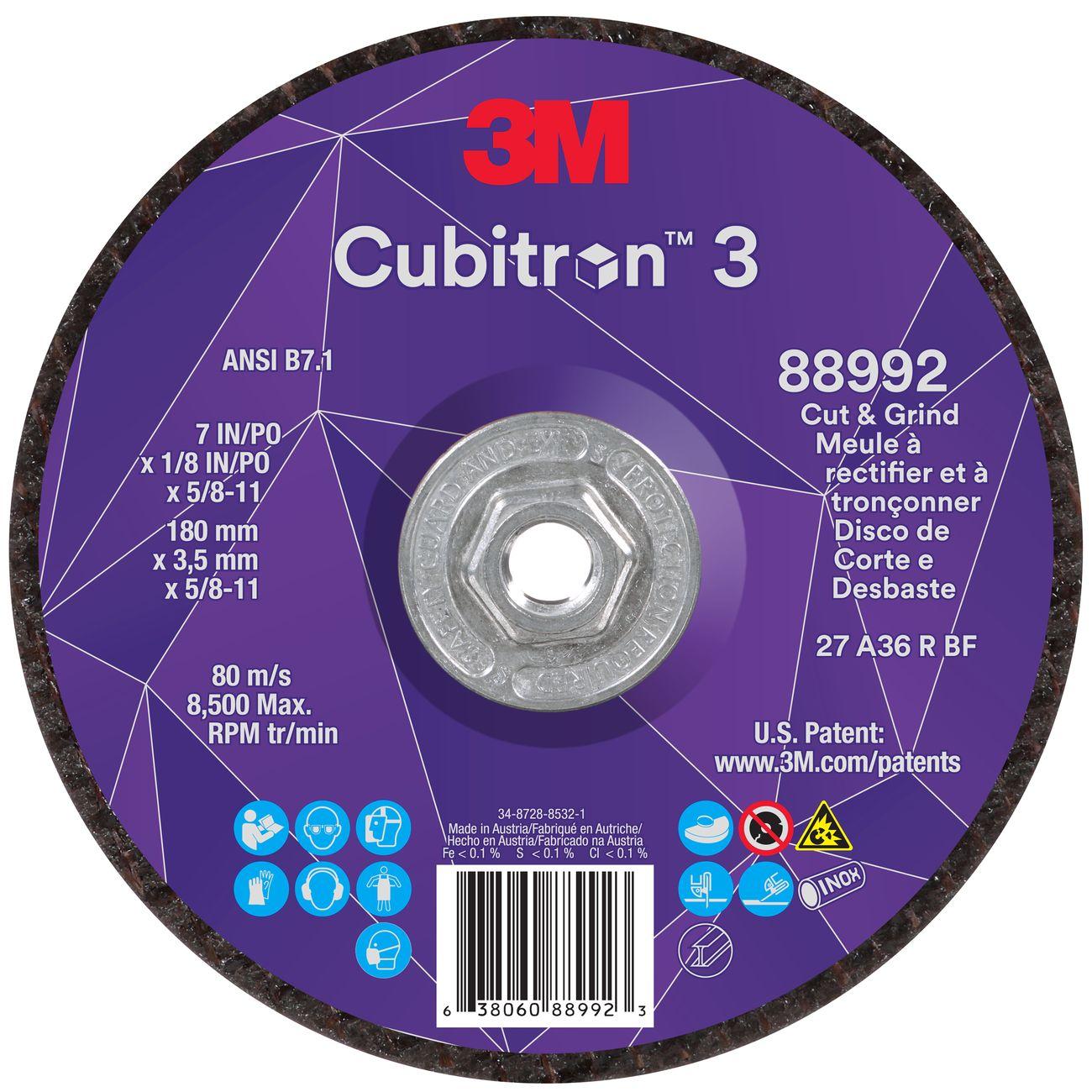Cut and Grind Wheel, Cubitron 3, 7 Inch Dia, 10 EA/CS