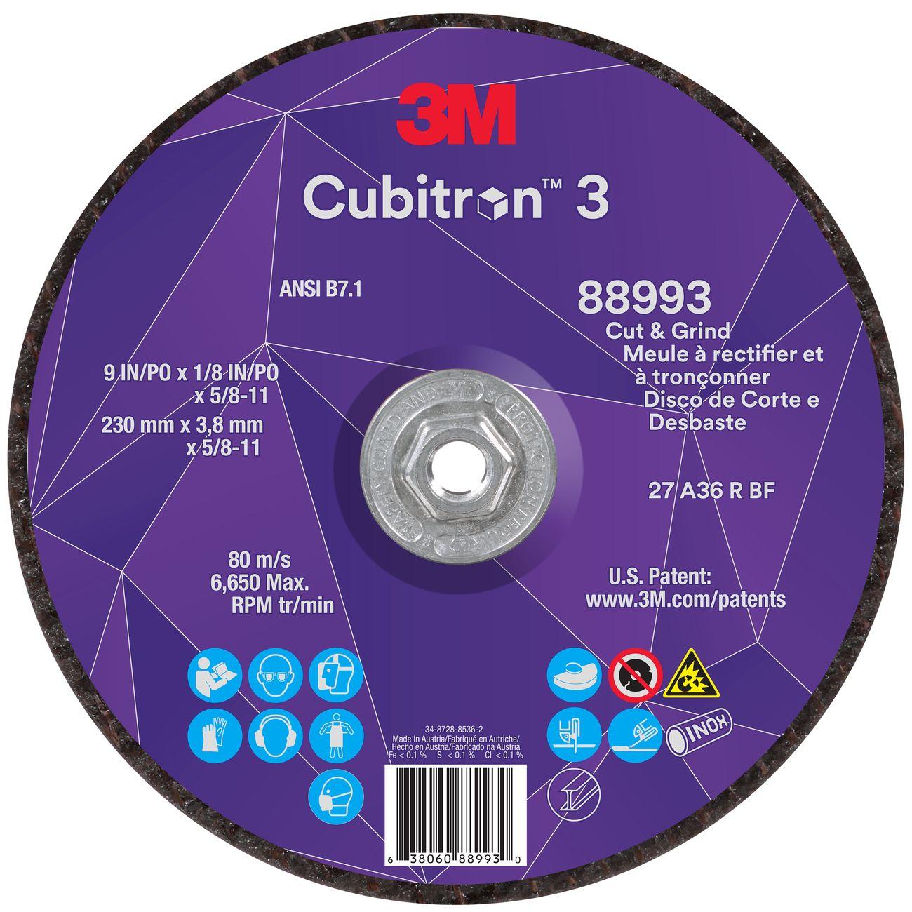 Cut and Grind Wheel, Cubitron 3, 9 Inch Dia, 10 EA/CS