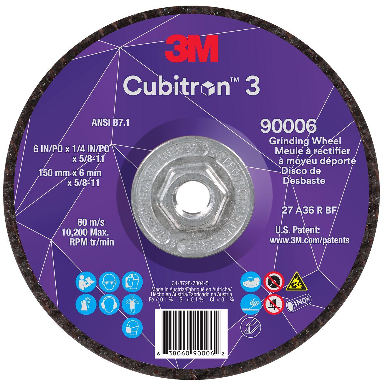 Depressed Center Grinding Wheel, Cubitron 3, 10 EA/CS