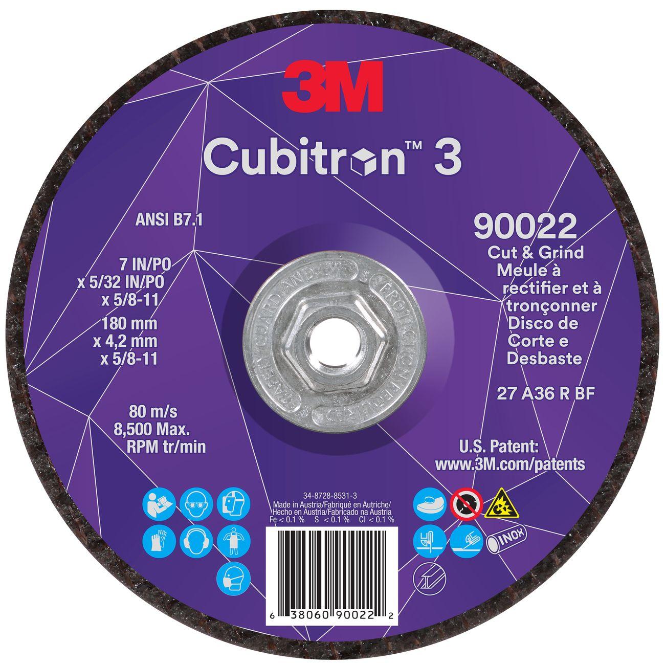 Cut and Grind Wheel, Cubitron 3, 7 Inch Dia, 10 EA/CS