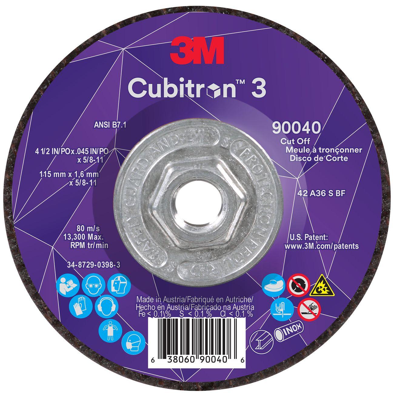 Cut-Off Wheel, Cubitron 3, 4 1/2 Inch Dia, 10 EA/CS