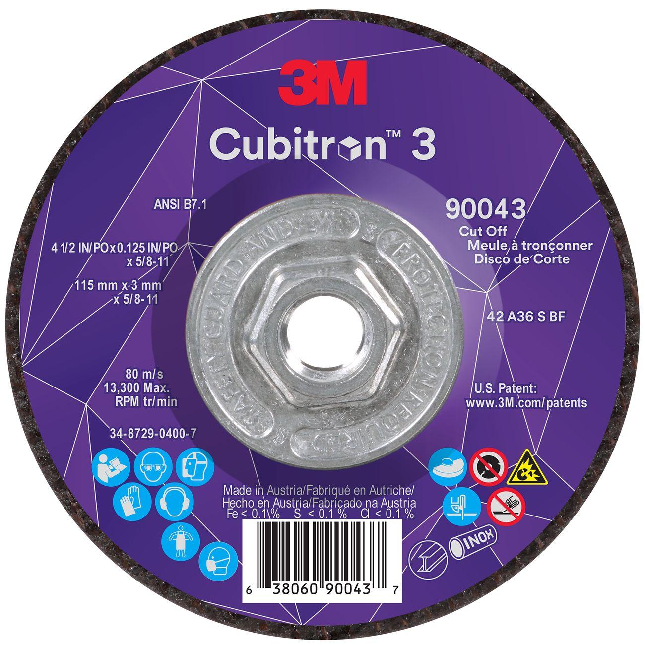 Cut-Off Wheel, Cubitron 3, 4 1/2 Inch Dia, 10 EA/CS