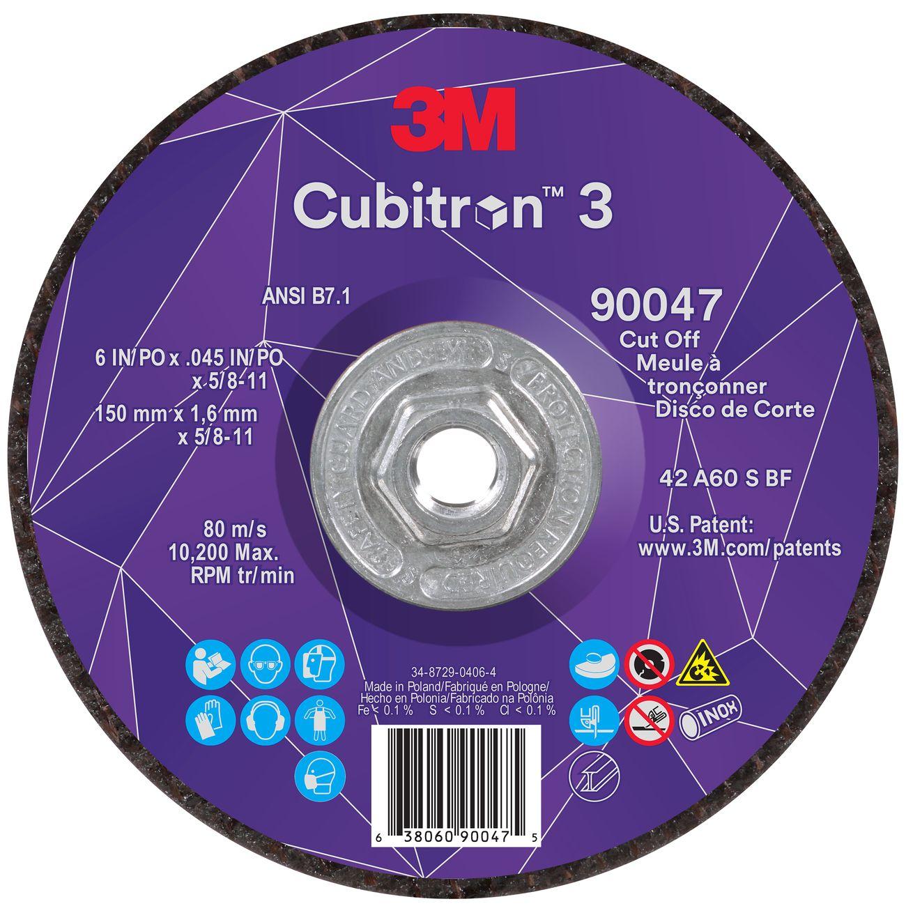 Cut-Off Wheel, Cubitron 3, 6 Inch Dia, 10 EA/CS