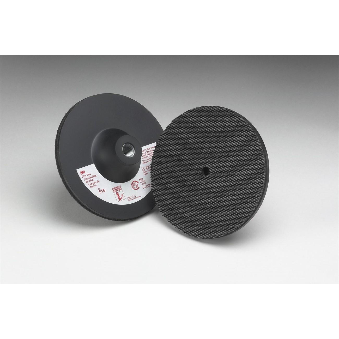 3M Disc Pad Holder 915, 5 in x 1/8 in x 3/8 in 5/8-11 Internal, Density: Firm, Color: Black, Hook and Loop,  1 per case