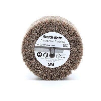 Scotch-Brite Cut and Polish Flap Brush, 3" x 1-3/4" x 1/4" A MED, Packaging Qty: 10 per case