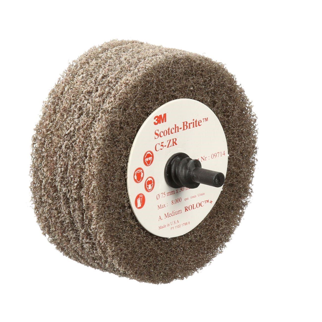 Scotch-Brite Roloc+ Cut and Polish Flap Brush, 3 in x 1-3/8 in A MED, 10 per case