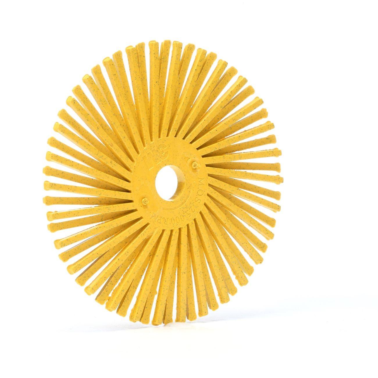 Bristle Disc, 3 Inch Dia, 80 Grit, Ceramic, Curved, Yellow, 40/CS