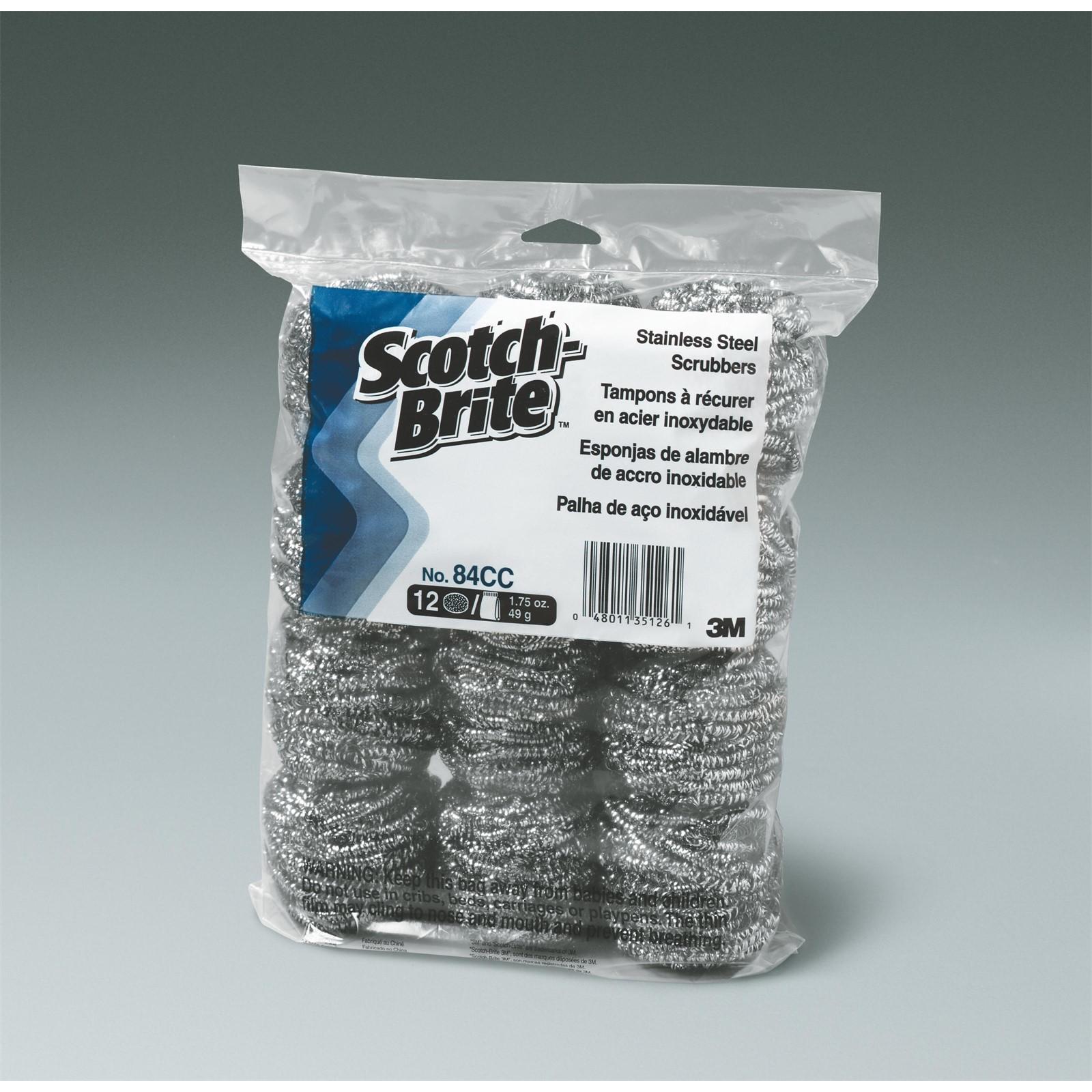 Scotch-Brite(TM) Stainless Steel Scrubber 84CC, 1.75 oz, 12/pack, 6 packs/case