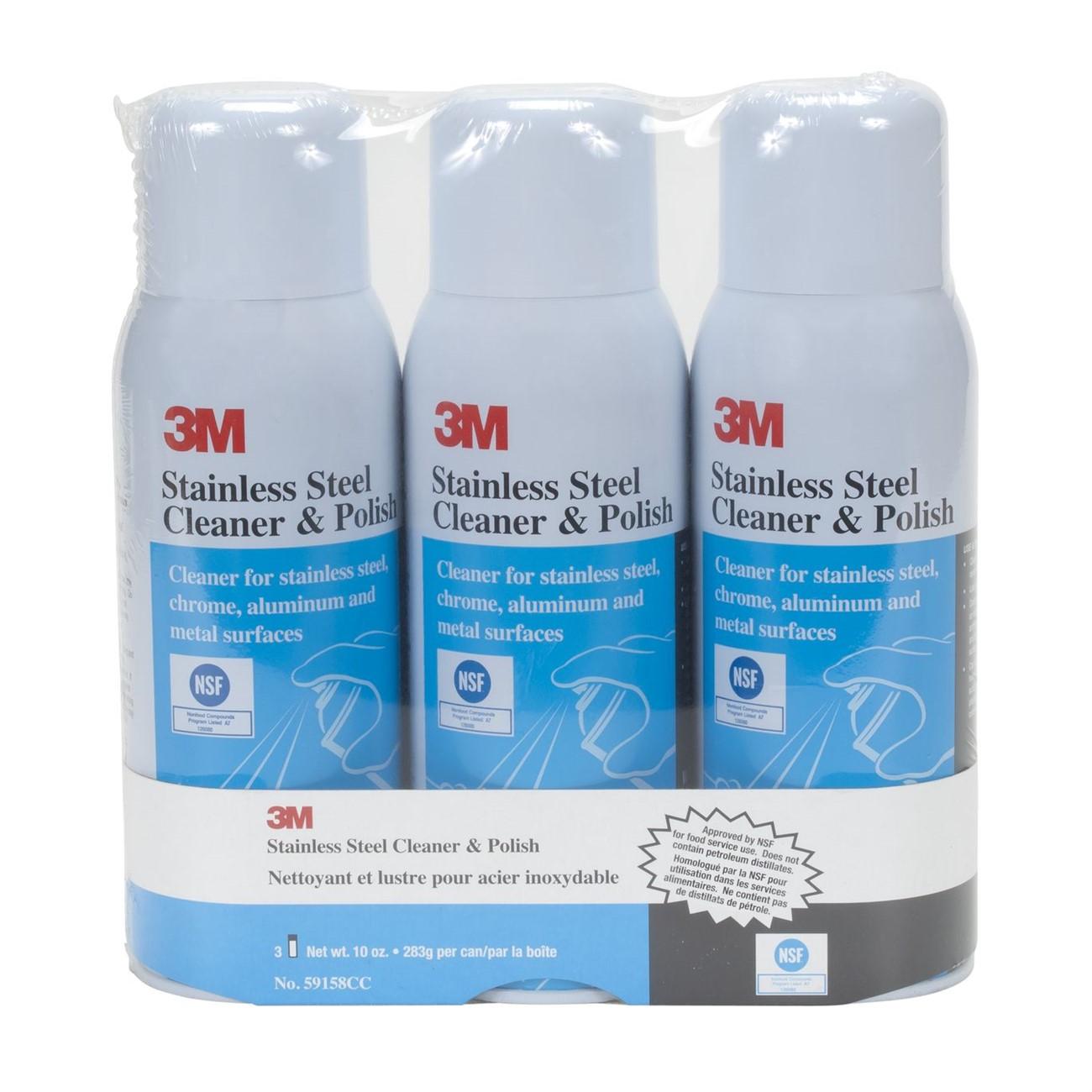 3M(TM) Stainless Steel Cleaner and Polish 59158CC, 10 oz Aerosol, 3 cans/pack, 4 packs/case