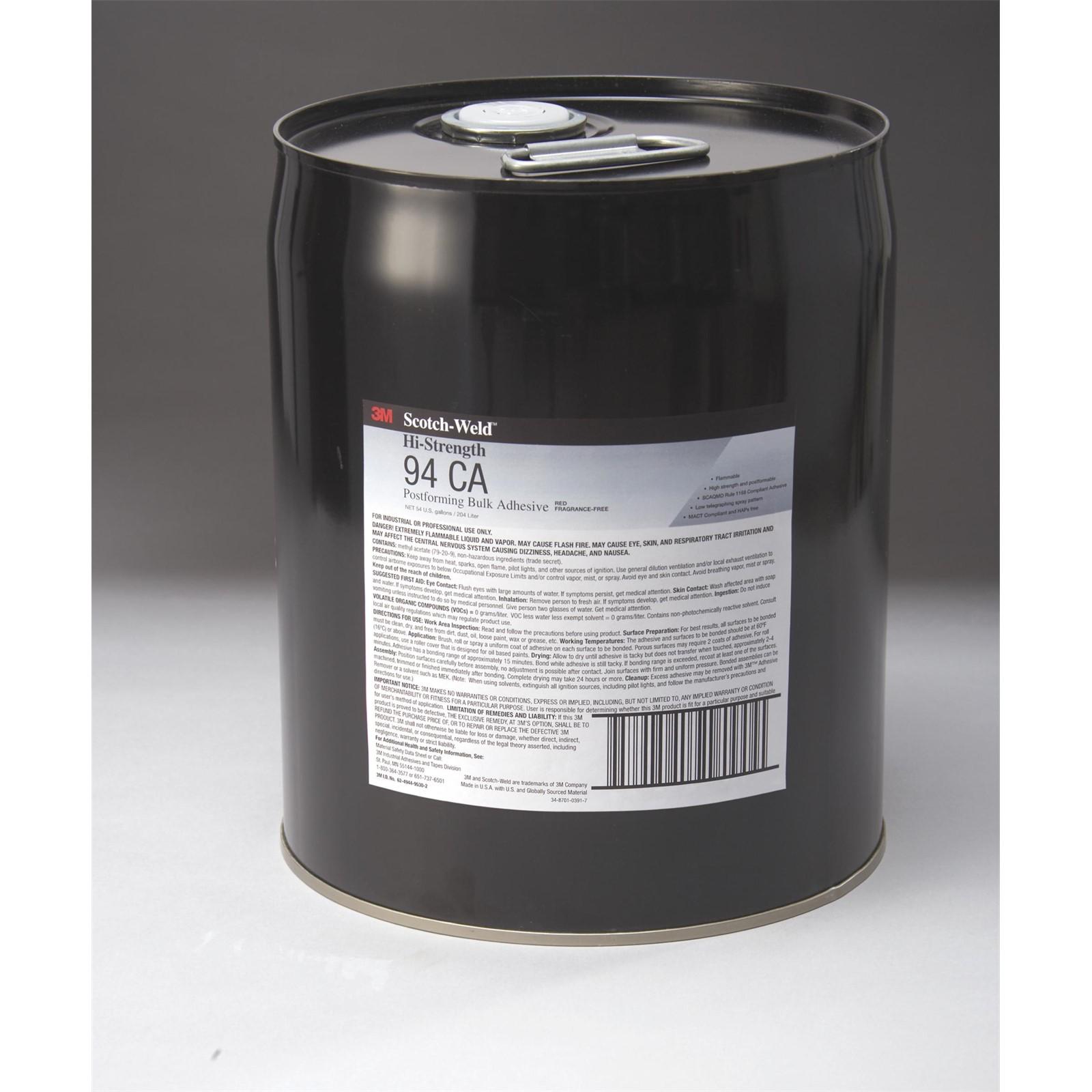 3M(TM) Scotch-Weld(TM) Hi-Strength Postforming 94 CA Adhesive Red Low VOC, 5 gal pail, 1 per case Bulk - NOT FOR CONSUMER/RETAIL SALE OR USE