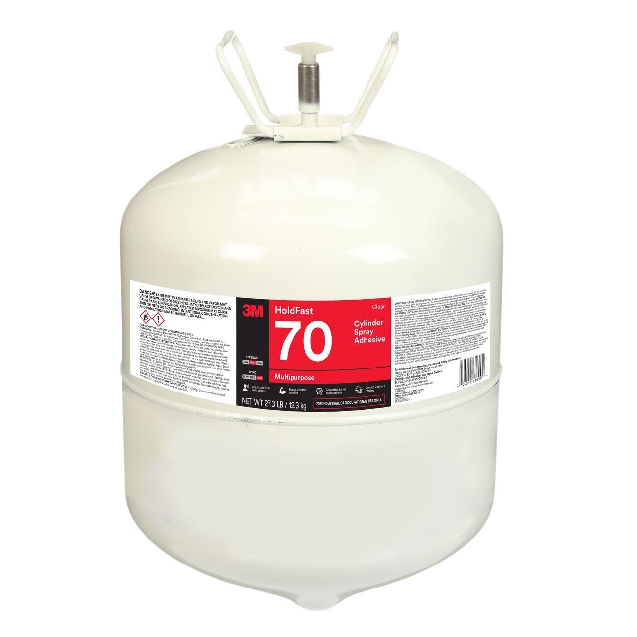 3M(TM) Scotch-Weld(TM) HoldFast 70 Cylinder Spray Adhesive Clear, Large Cylinder (Net Weight 27.3 Pounds), 1 per case - NOT FOR CONSUMER/RETAIL SALE OR USE