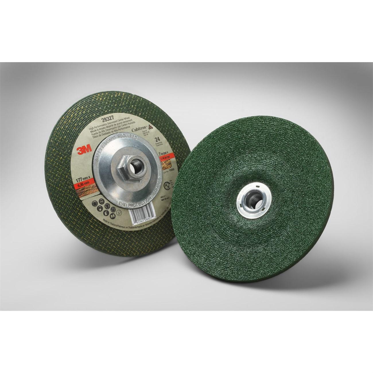 3M Green Corps Depressed Center Wheel, 36 4-1/2" x 1/4" x 5/8-11 Internal, Packaging Qty: 10 per inner 40 per case