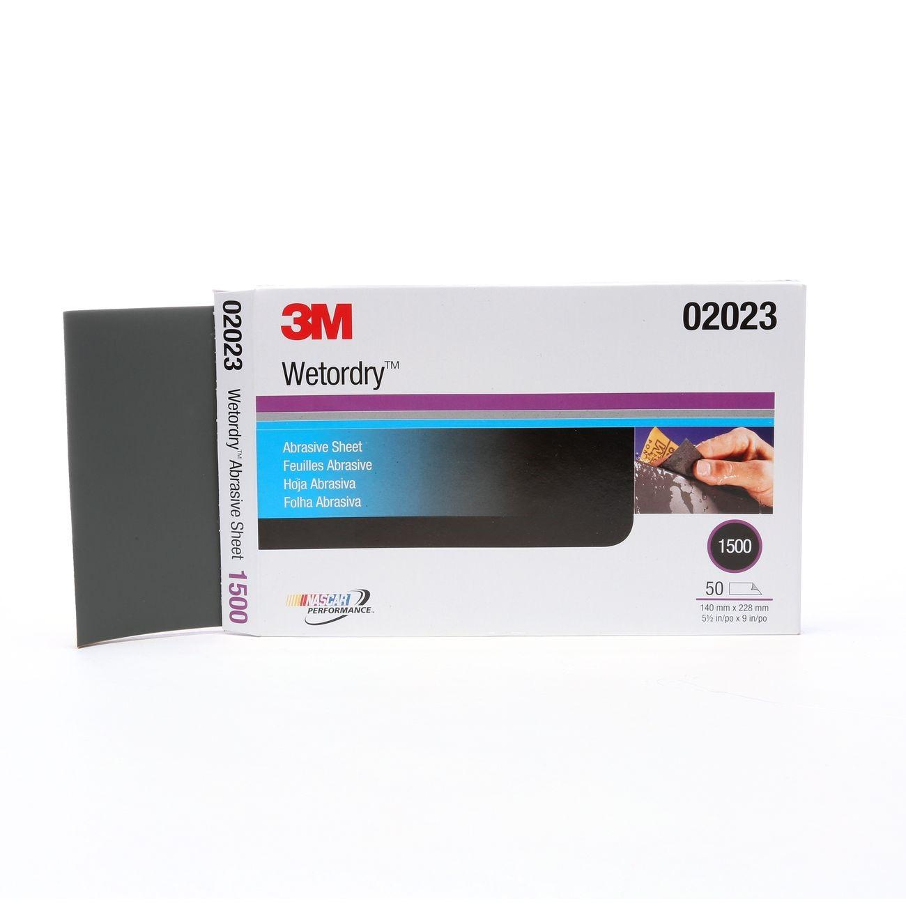 3M Imperial Wetordry Sheet, 02023, 5 1/2 in x 9 in, 1500A, 50 sheets per sleeve, 5 sleeves per case