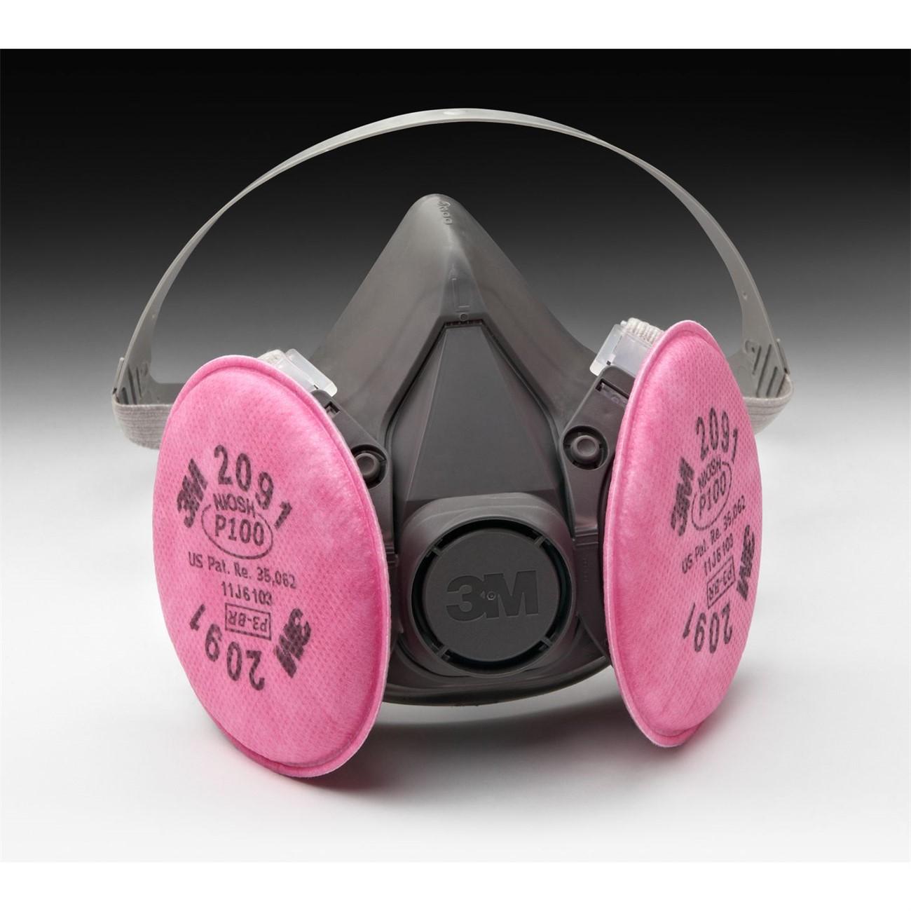 Respirator, 3M Half Facepiece Respirator Assembly 6391/07003(AAD), Large, with 3M Particulate Filters 2091, P100  24/Case