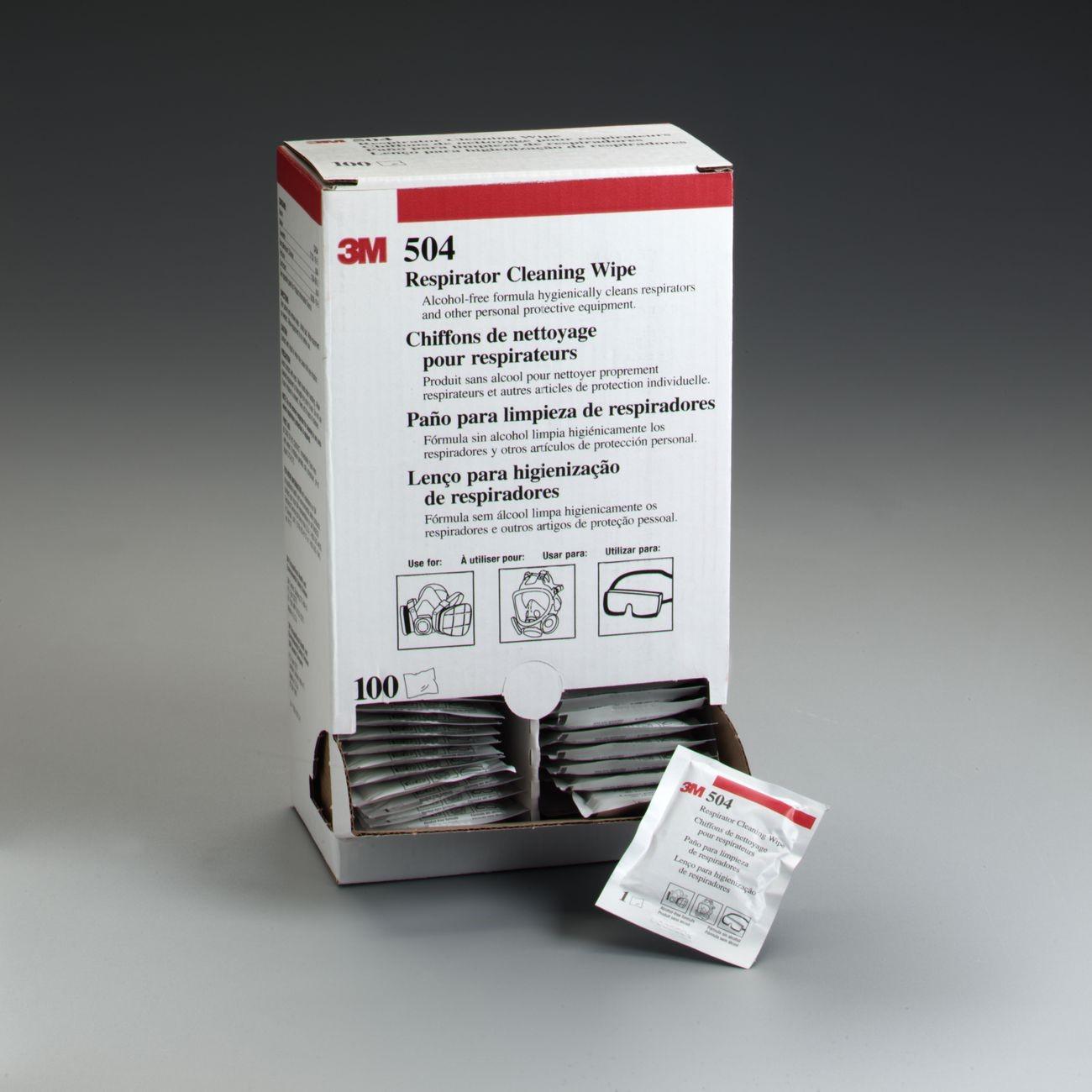 Respirator Cleaning Wipes, 3M Respirator Cleaning Wipe 504/07065(AAD), Alcohol-Free, Individually Packaged  100 ea Per box 5boxes/Case 3M Stock#:  7000001938