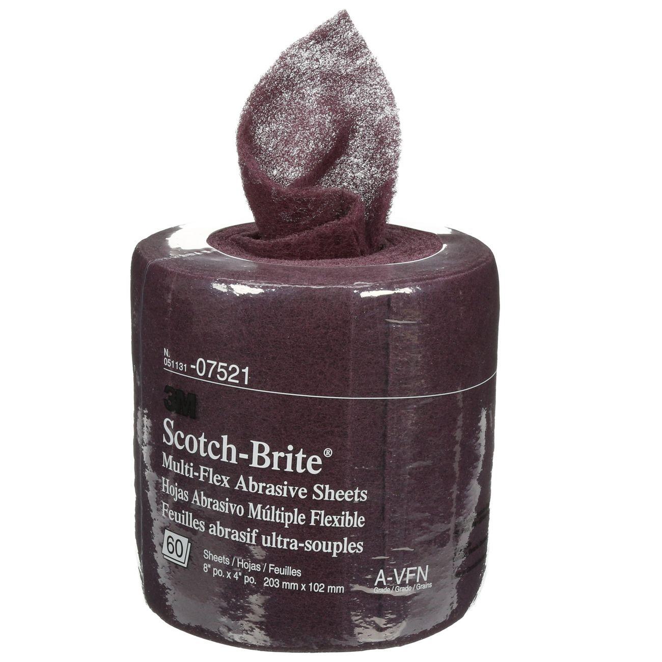 Scotch-Brite™ Multi-Flex Abrasive Sheet Roll 07521, General Purpose, 8 in x 20', 60 sheets per roll, 4 rolls per case