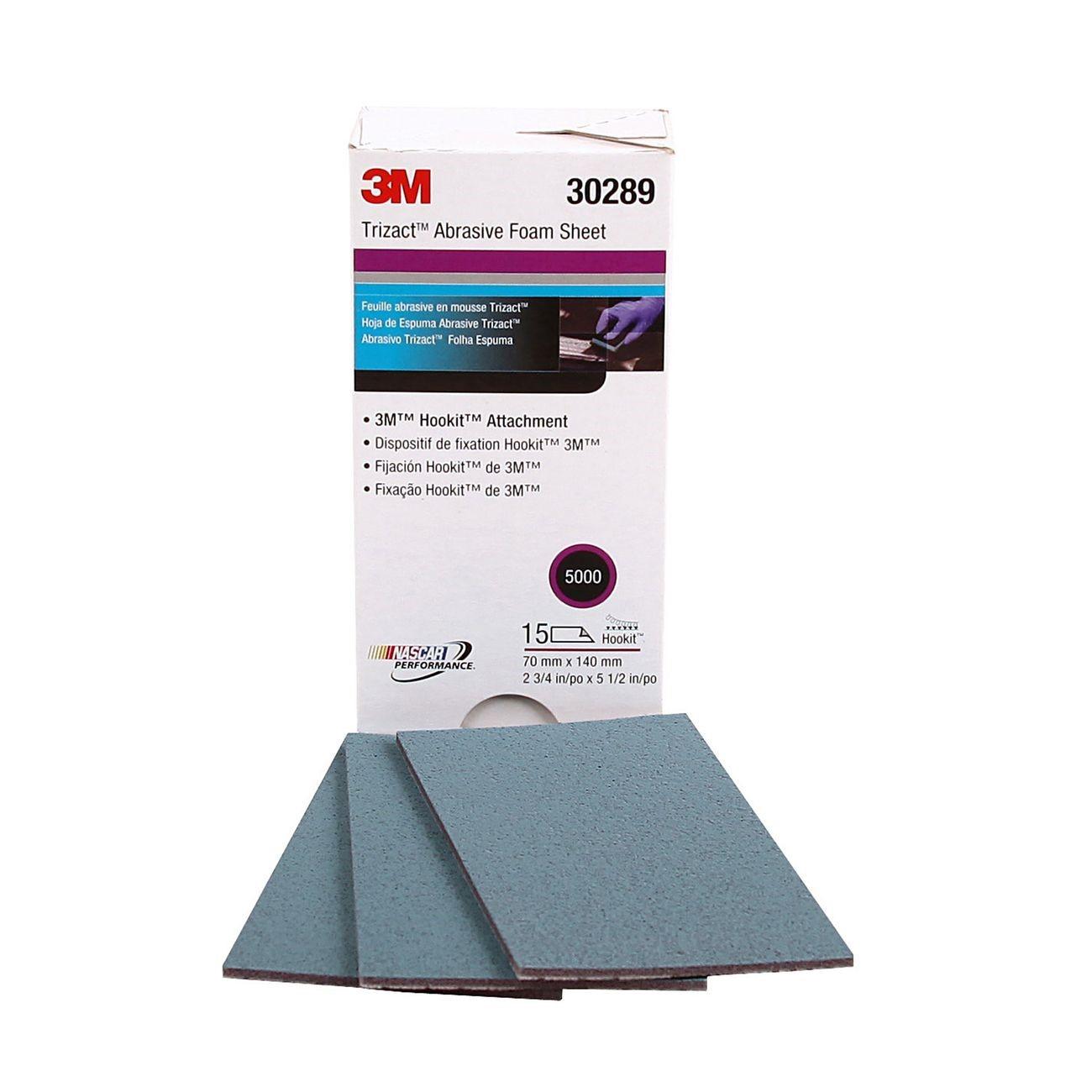 3M(TM) Trizact(TM) Hookit(TM) Foam Sheets, 30289, 2-3/4 in x 5-1/2 in (70 mm x 140 mm), 5000, 15 sheets per box, 4 boxes per case