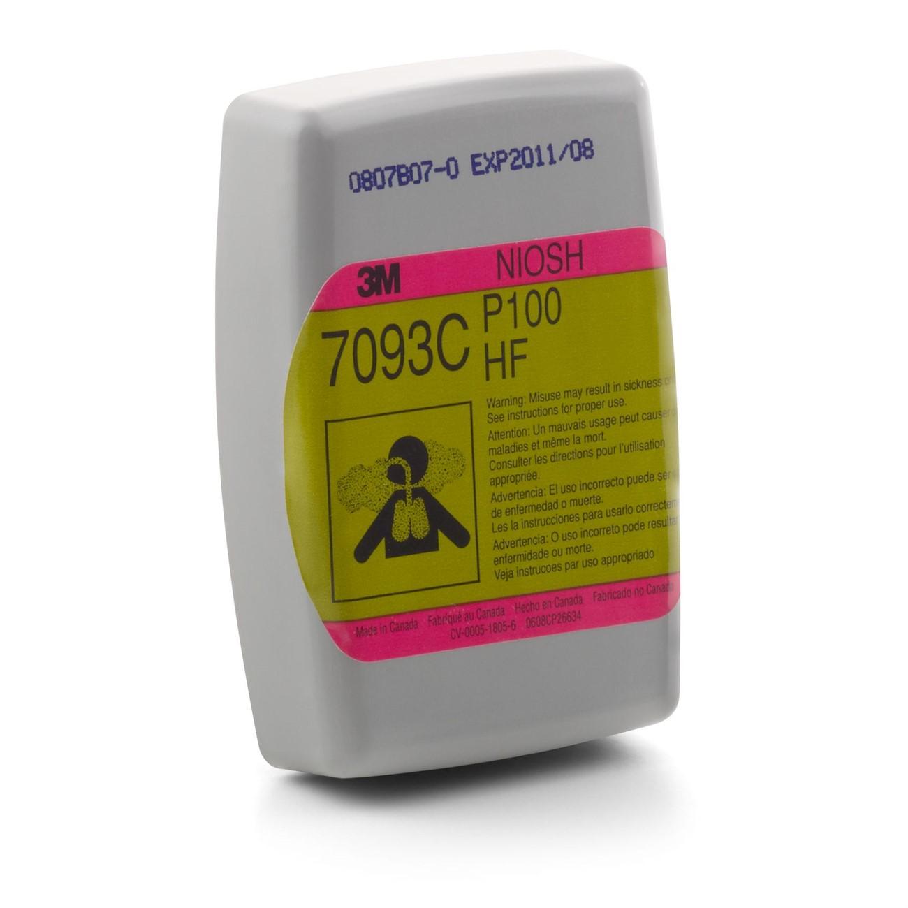 3M(TM) Hydrogen Fluoride Cartridge/Filter 7093CB, P100 Respiratory Protection, with Nuisance Level Organic Vapor and Acid Gas Relief*  144 EA/Case
