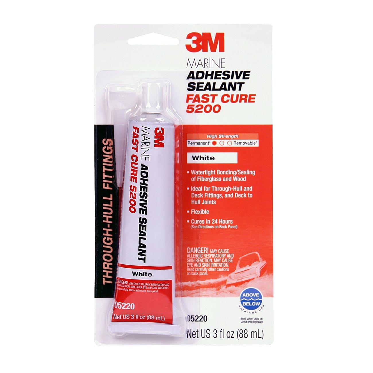 3M Marine Adhesive/Sealant, Model: 5200, Color: White, Size: 3 oz, Packaging Qty: 6 per case