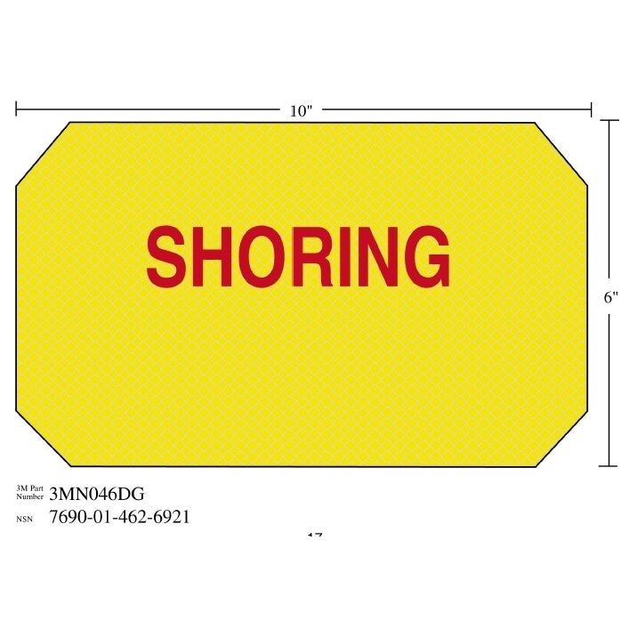 3M(TM) Diamond Grade(TM) Damage Control Sign 3MN046DG "SHORING", 10 in x 6 in, 10 per package