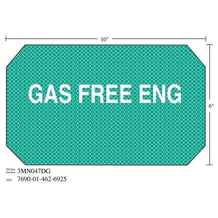 3M(TM) Diamond Grade(TM) Damage Control Sign 3MN047DG "GAS FREE ENG", 10 in x 6 in, 10 per package