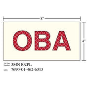 3M(TM) Photoluminescent Film 6900, Shipboard Sign 3MN102PL "OBA", 8 in x 4 in, 10 per package