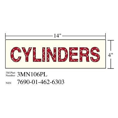 3M(TM) Photoluminescent Film 6900, Shipboard Sign 3MN106PL, 14 in x 4 in, CYLINDERS, 10/pkg
