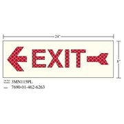 3M(TM) Photoluminescent Film 6900, Shipboard Sign 3MN115PL, 24 in x 8 in, EXIT W/LEFT ARW, 10/pkg