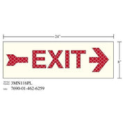 3M(TM) Photoluminescent Film 6900, Shipboard Sign 3MN116PL, 24 in x 8 in, EXIT W/RGT ARW, 10/pkg