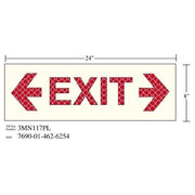 3M(TM) Photoluminescent Film 6900, Shipboard Sign 3MN117PL, 24 in x 8 in, EXIT W/DBL ARW, 10/pkg