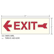 3M(TM) Photoluminescent Film 6900, Shipboard Sign 3MN118PL, 12 in x 4 in, EXIT W/LEFT ARW, 10/pkg