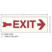 3M(TM) Photoluminescent Film 6900, Shipboard Sign 3MN119PL, 12 in x 4 in, EXIT W/RGT ARW, 10/pkg