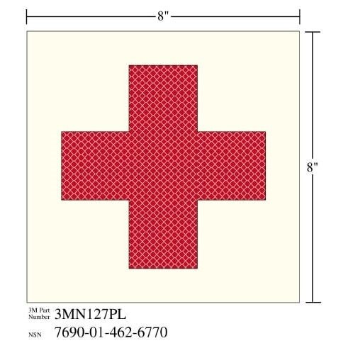 3M(TM) Photoluminescent Film 6900, Shipboard Sign 3MN127PL, 8 in x 8 in, "+", 10/pkg
