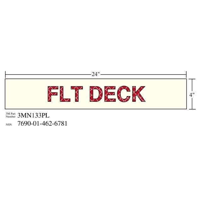 3M(TM) Photoluminescent Film 6900, Shipboard Sign 3MN133PL, 24 in x 4 in, FLT DECK, 10/pkg