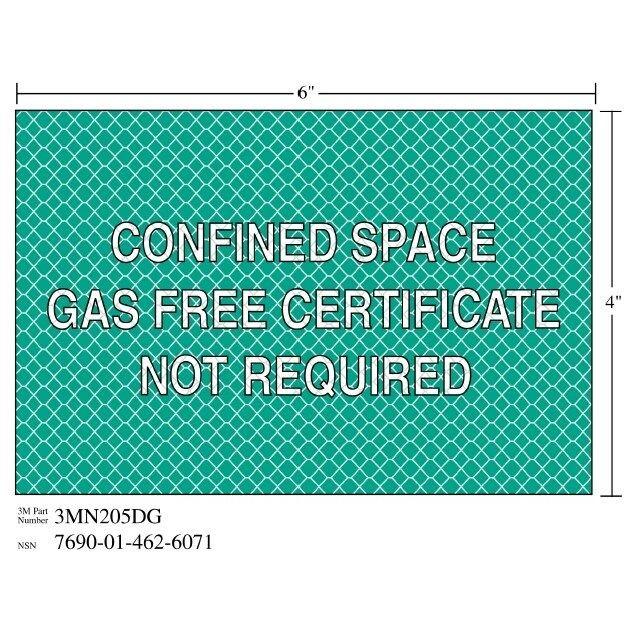 3M(TM) Diamond Grade(TM) Safety Sign 3MN205DG "GAS FREE SPACE", 6 in x 4 in, 10 per package