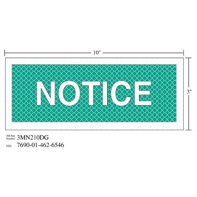 3M(TM) Diamond Grade(TM) Safety Sign 3MN210DG "NOTICE", 10 in x 3 in, 10 per package