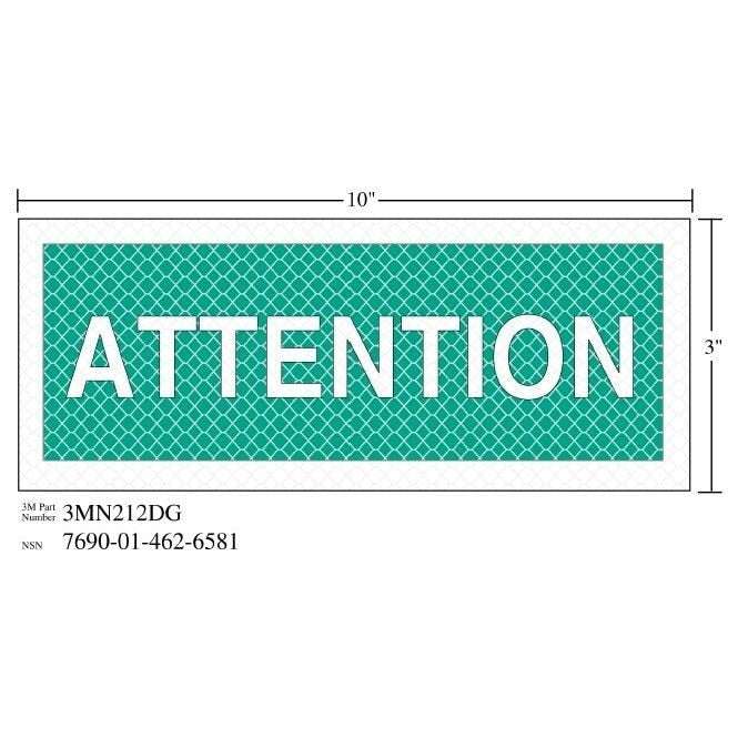 3M(TM) Diamond Grade(TM) Safety Sign 3MN212DG "ATTENTION", 10 in x 3 in, 10 per package