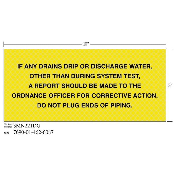 3M(TM) Diamond Grade(TM) Safety Sign 3MN221DG "IF ANY PIPING", 10 in x 3 in, 10 per package