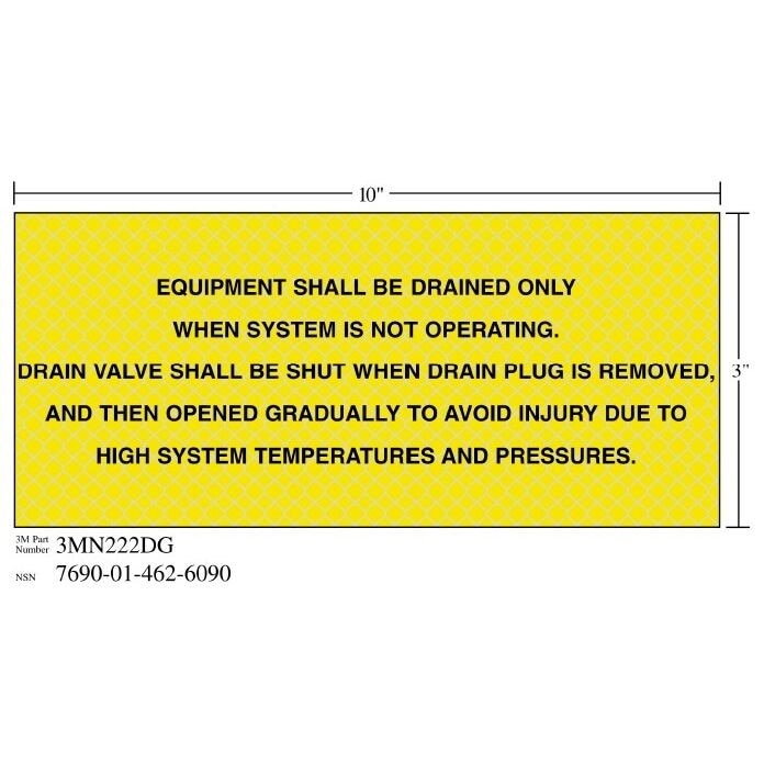 3M(TM) Diamond Grade(TM) Safety Sign 3MN222DG "EQIPMNT PRESSURE", 10 in x 3 in, 10 per package