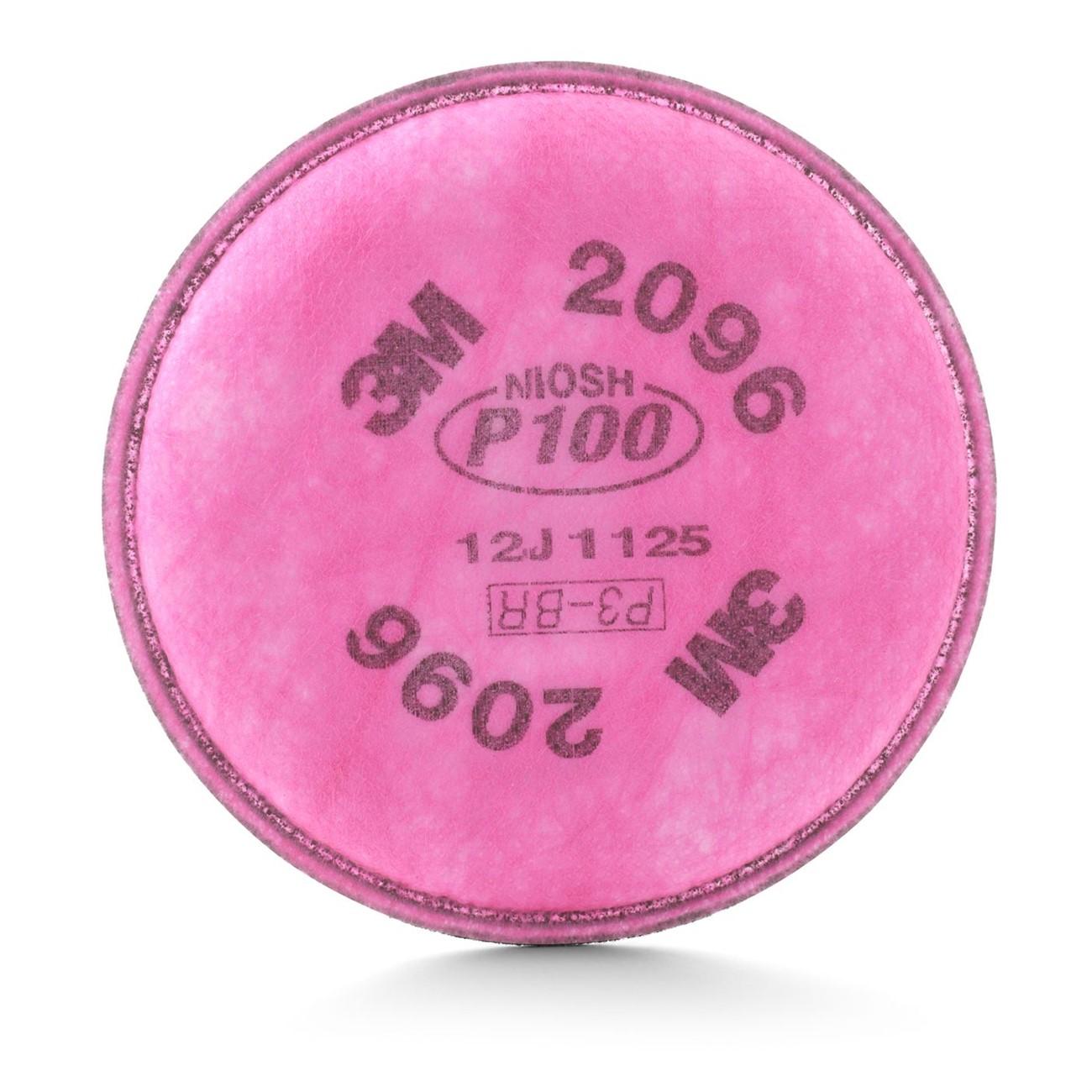 Respirator Filter, 3M Particulate Filter 2096, P100, with Nuisance Level Acid Gas Relief  2each per pack 50 packs per/Case